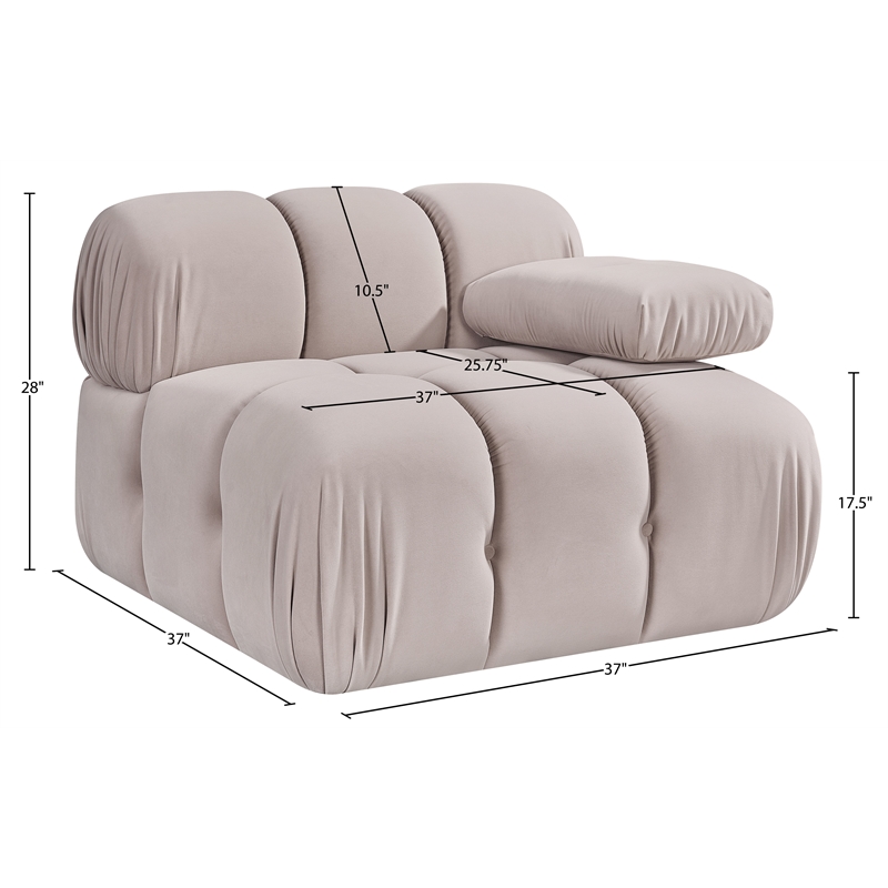 Meridian Furniture Orin Beige Velvet Performance Fabric Modular Chair