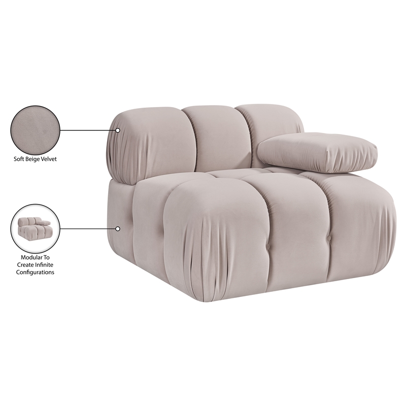 Meridian Furniture Orin Beige Velvet Performance Fabric Modular Chair