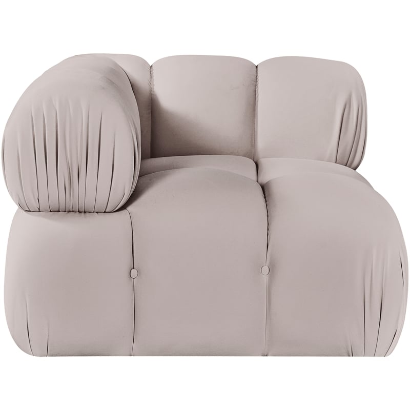 Meridian Furniture Orin Beige Velvet Performance Fabric Modular Corner Chair