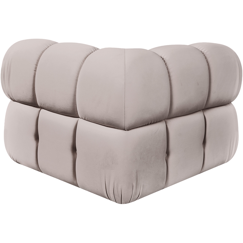 Meridian Furniture Orin Beige Velvet Performance Fabric Modular Corner Chair
