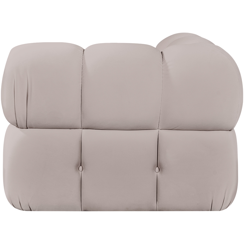 Meridian Furniture Orin Beige Velvet Performance Fabric Modular Corner Chair