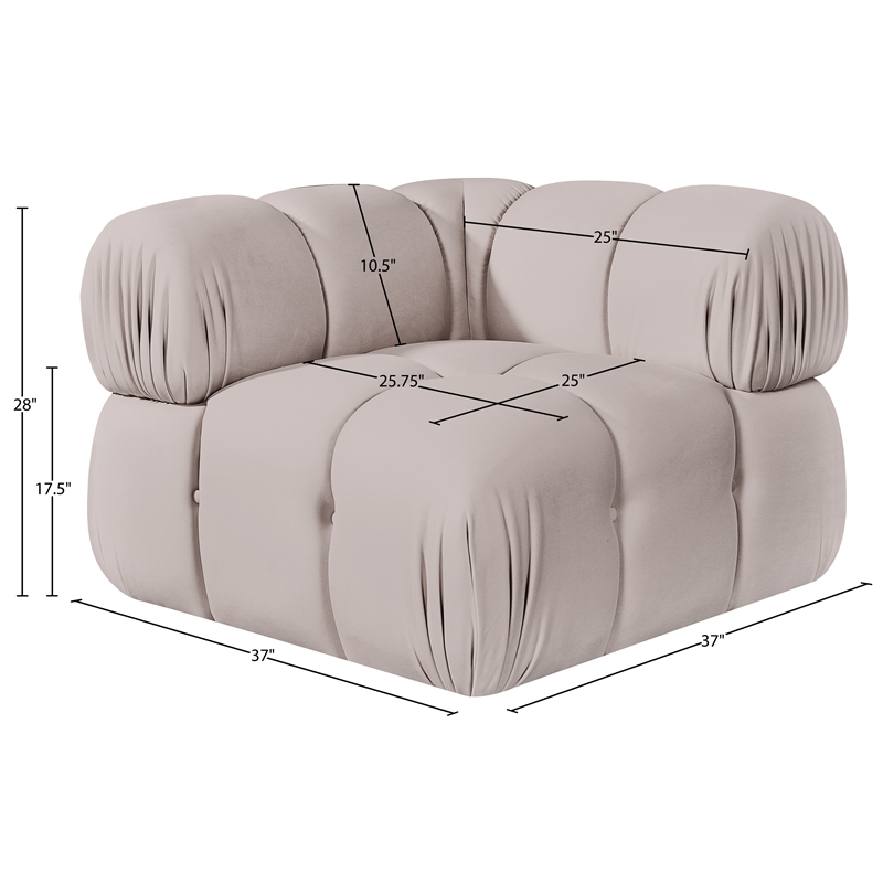 Meridian Furniture Orin Beige Velvet Performance Fabric Modular Corner Chair