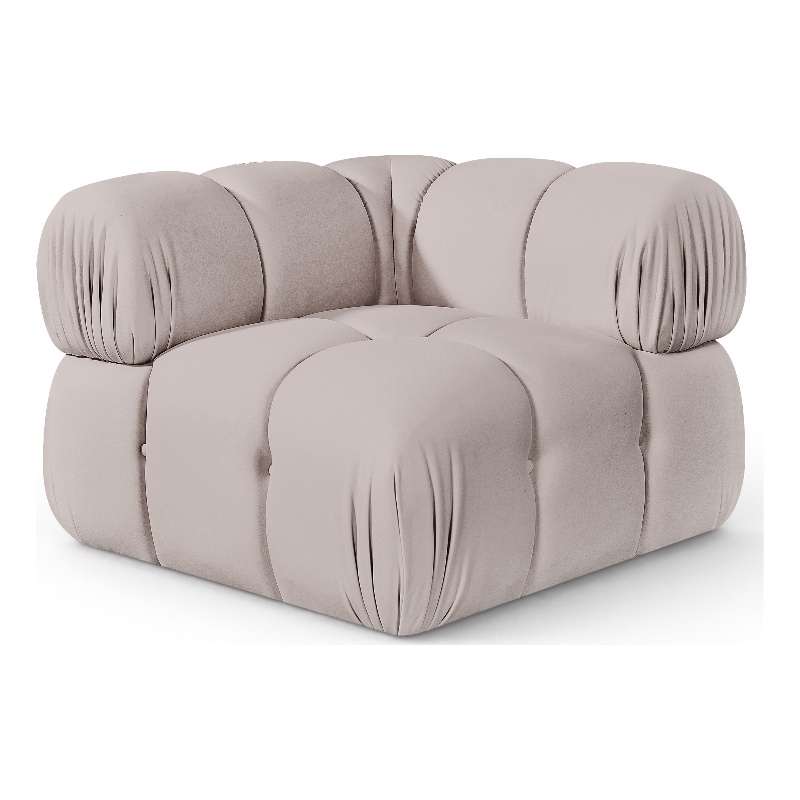 Meridian Furniture Orin Beige Velvet Performance Fabric Modular Corner Chair
