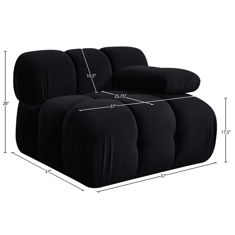 Meridian Furniture Orin Black Velvet Performance Fabric Modular Chair