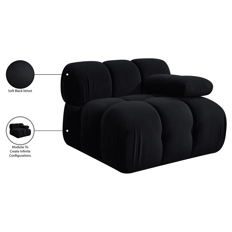Meridian Furniture Orin Black Velvet Performance Fabric Modular Chair