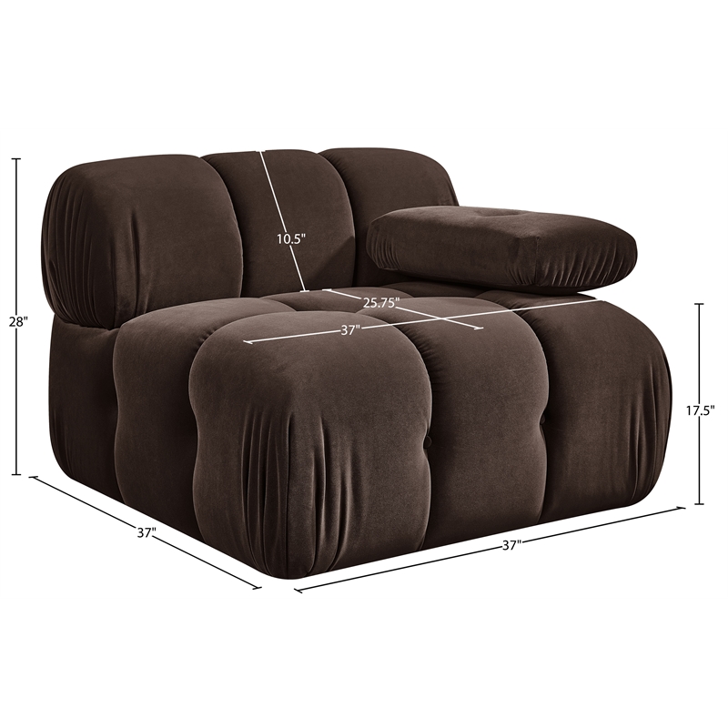 Meridian Furniture Orin Brown Velvet Performance Fabric Modular Chair