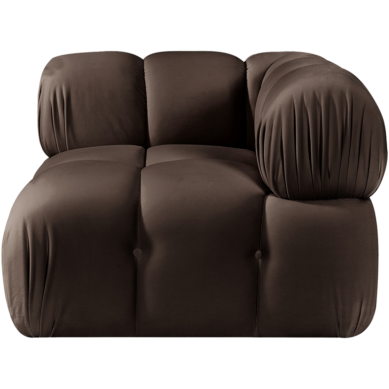 Meridian Furniture Orin Brown Velvet Performance Fabric Modular Corner Chair