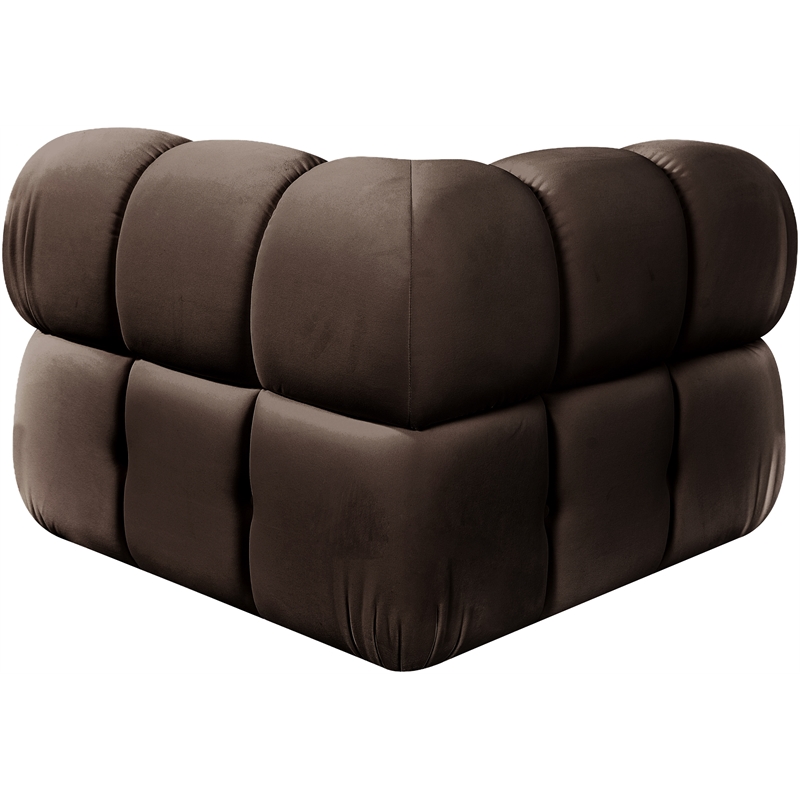 Meridian Furniture Orin Brown Velvet Performance Fabric Modular Corner Chair