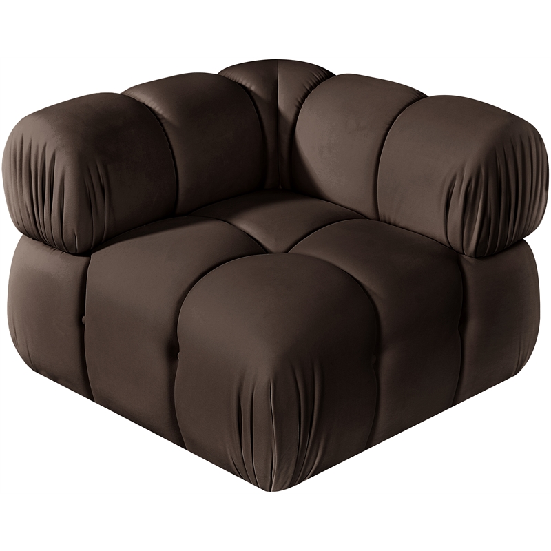 Meridian Furniture Orin Brown Velvet Performance Fabric Modular Corner Chair