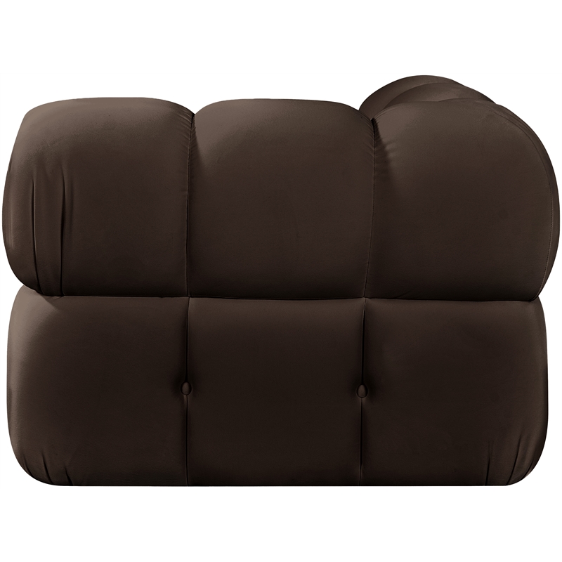 Meridian Furniture Orin Brown Velvet Performance Fabric Modular Corner Chair