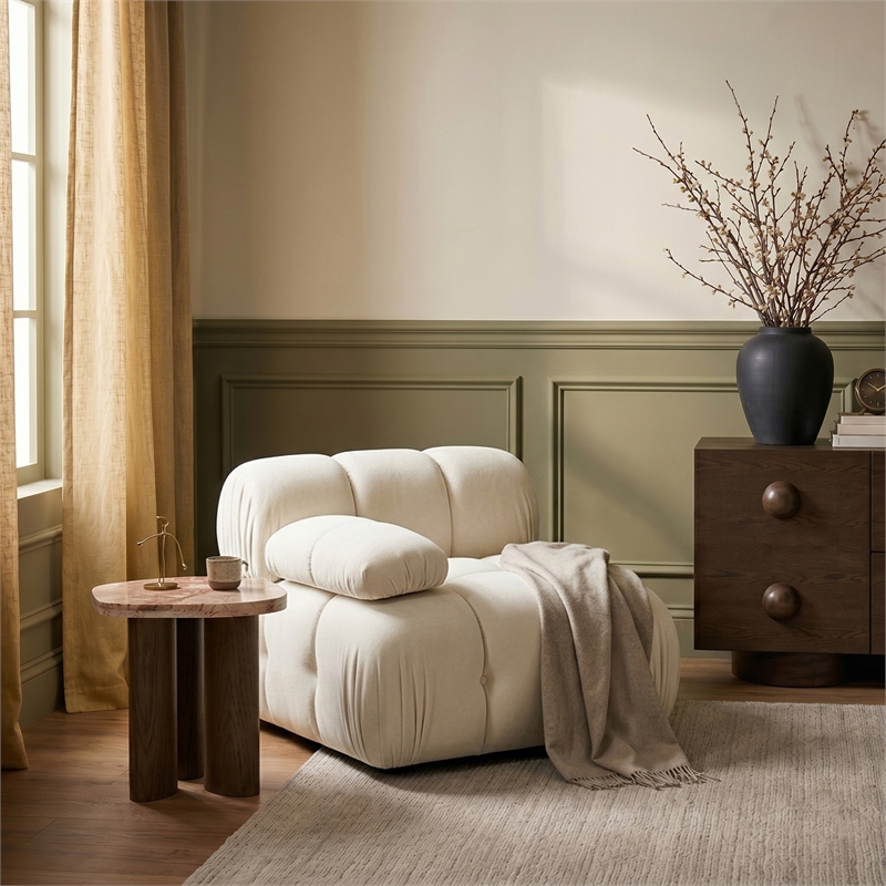 Meridian Furniture Orin Cream Velvet Performance Fabric Modular Chair