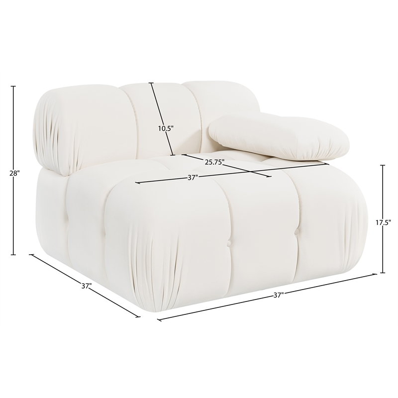 Meridian Furniture Orin Cream Velvet Performance Fabric Modular Chair