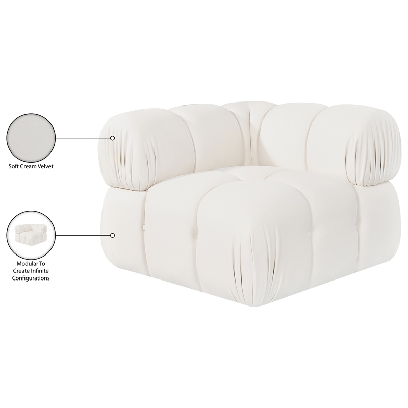 Meridian Furniture Orin Cream Velvet Performance Fabric Modular Corner Chair