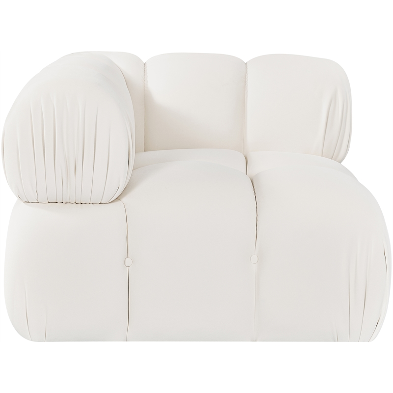 Meridian Furniture Orin Cream Velvet Performance Fabric Modular Corner Chair