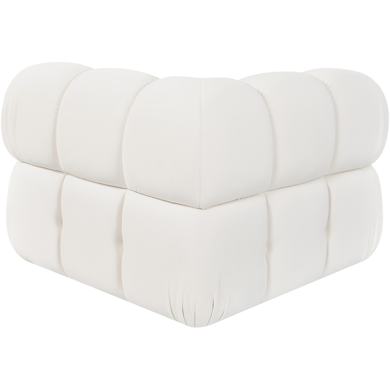 Meridian Furniture Orin Cream Velvet Performance Fabric Modular Corner Chair