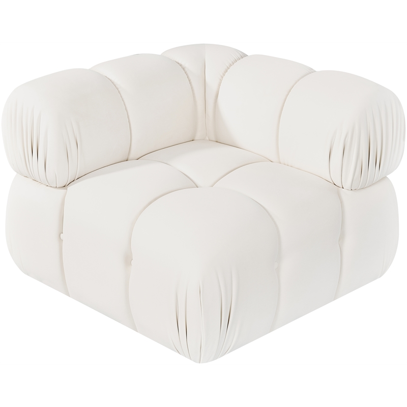 Meridian Furniture Orin Cream Velvet Performance Fabric Modular Corner Chair