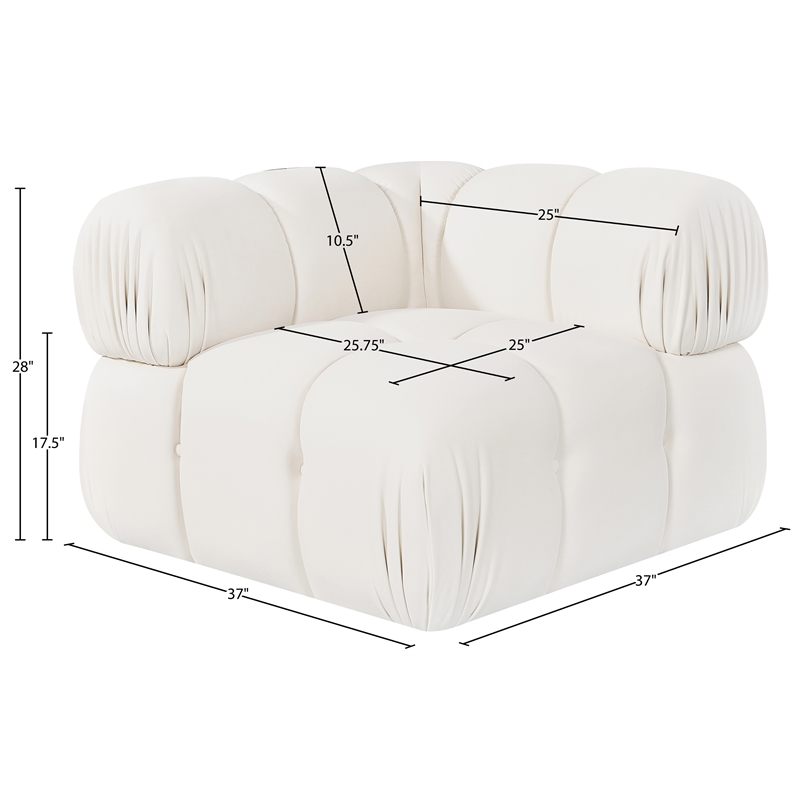 Meridian Furniture Orin Cream Velvet Performance Fabric Modular Corner Chair