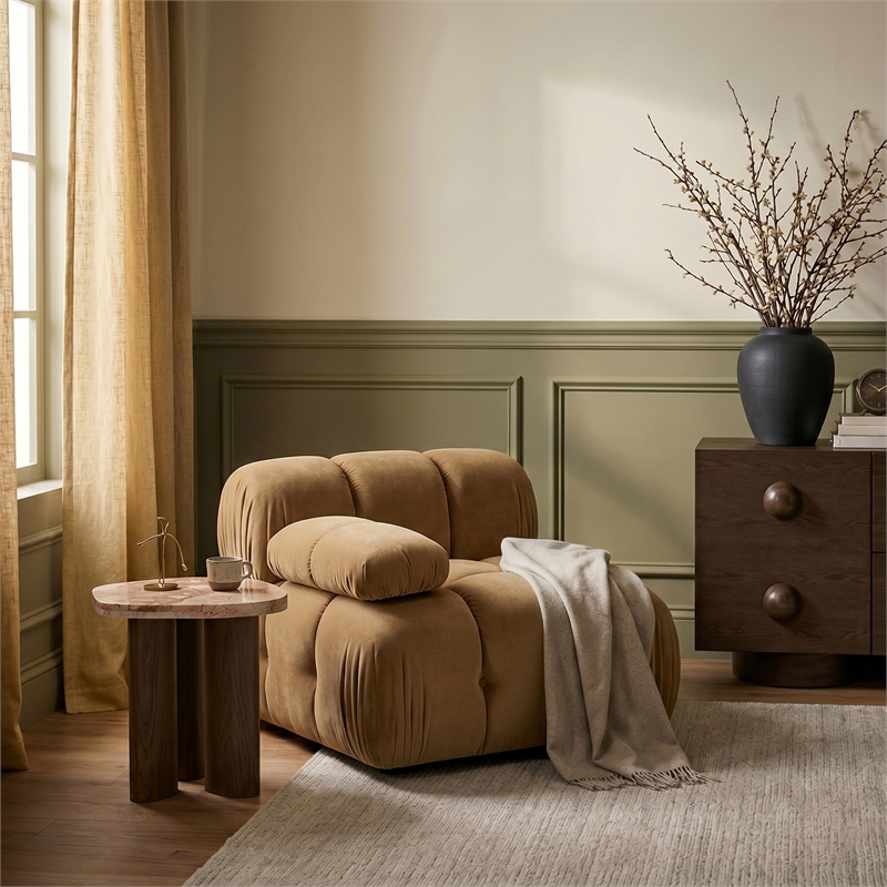 Meridian Furniture Orin Saddle Velvet Performance Fabric Modular Chair