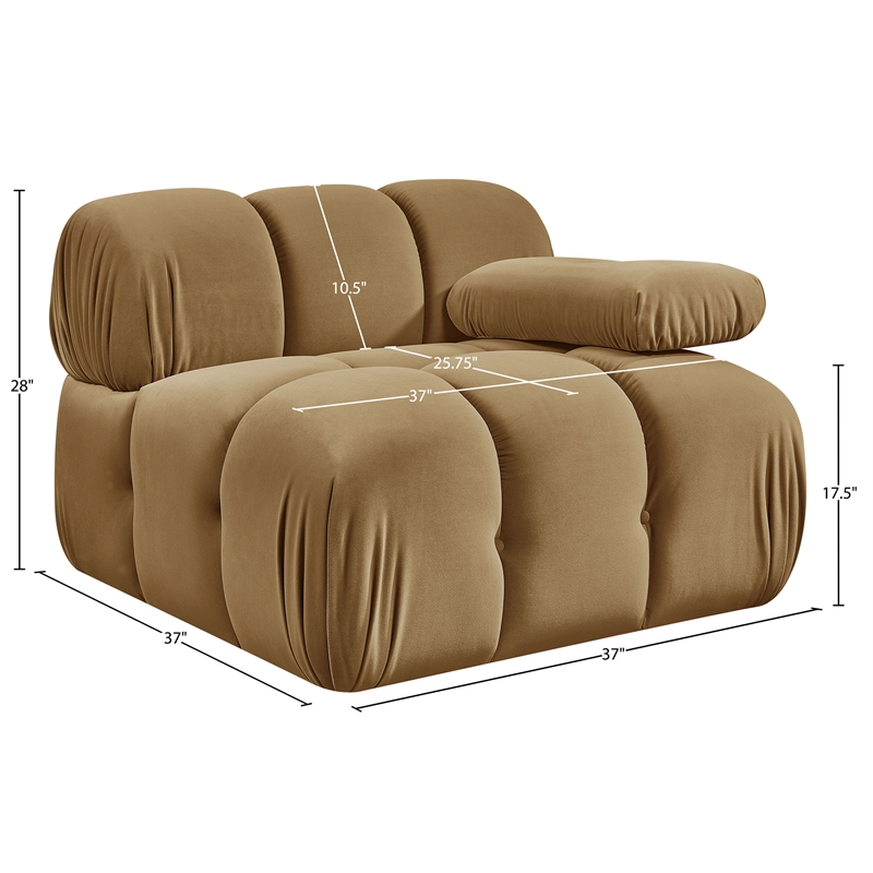Meridian Furniture Orin Saddle Velvet Performance Fabric Modular Chair