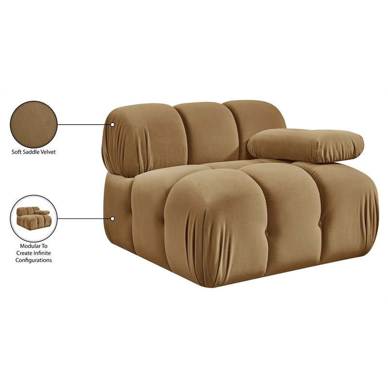 Meridian Furniture Orin Saddle Velvet Performance Fabric Modular Chair