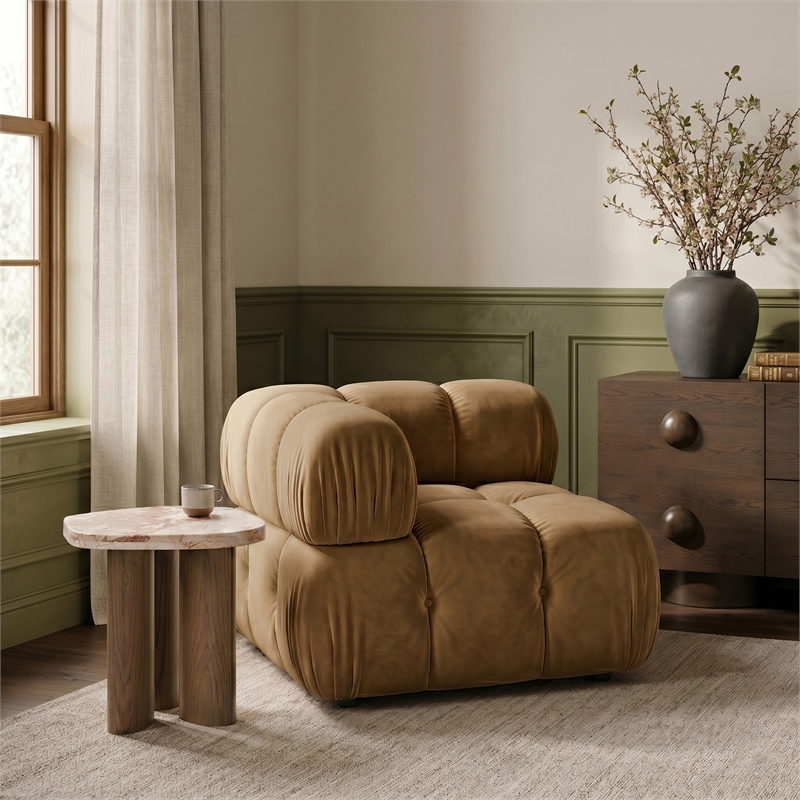 Meridian Furniture Orin Saddle Velvet Performance Fabric Modular Corner Chair