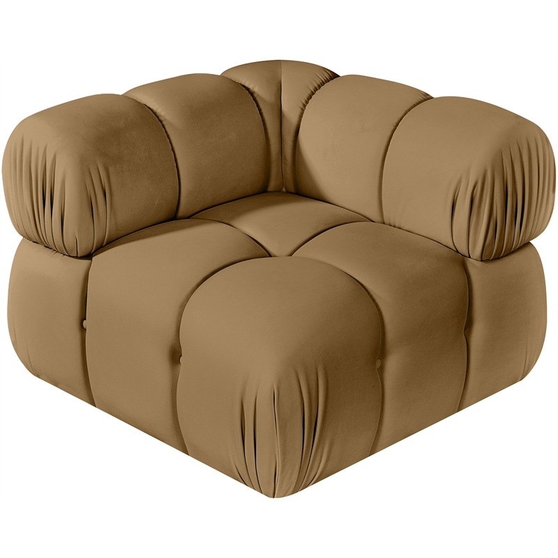 Meridian Furniture Orin Saddle Velvet Performance Fabric Modular Corner Chair