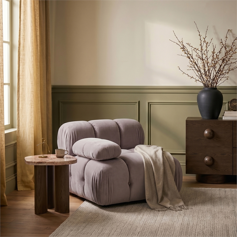 Meridian Furniture Orin Taupe Velvet Performance Fabric Modular Chair