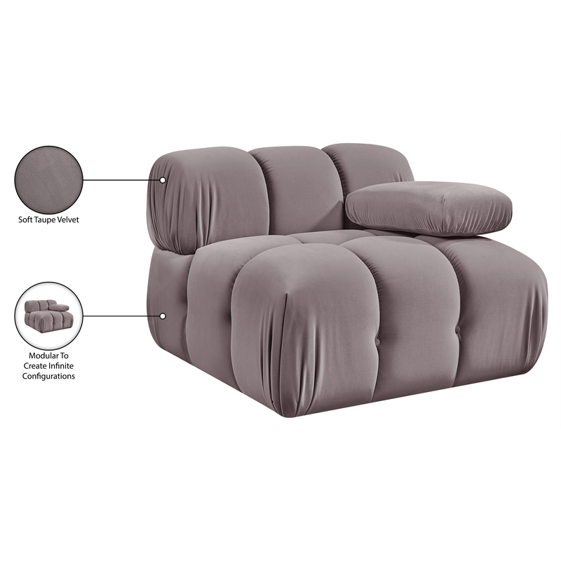 Meridian Furniture Orin Taupe Velvet Performance Fabric Modular Chair