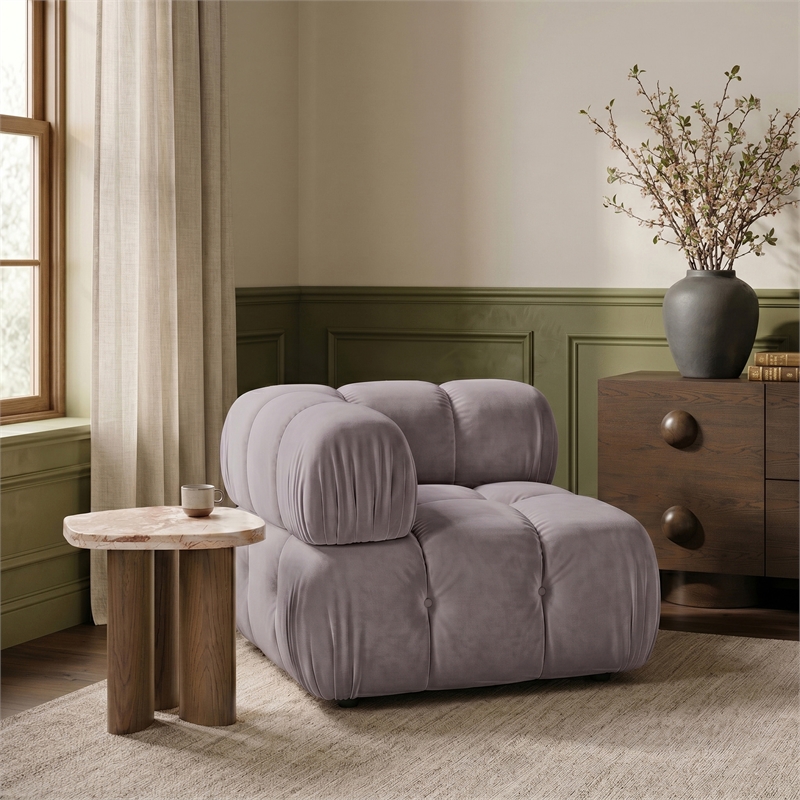 Meridian Furniture Orin Taupe Velvet Performance Fabric Modular Corner Chair
