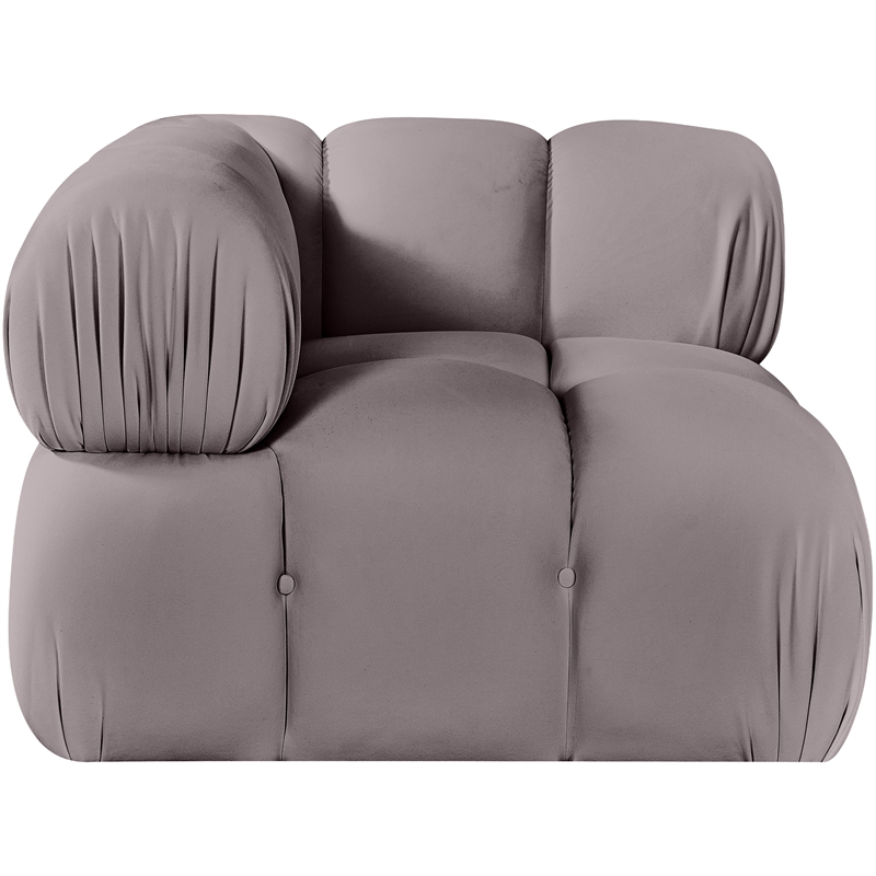 Meridian Furniture Orin Taupe Velvet Performance Fabric Modular Corner Chair