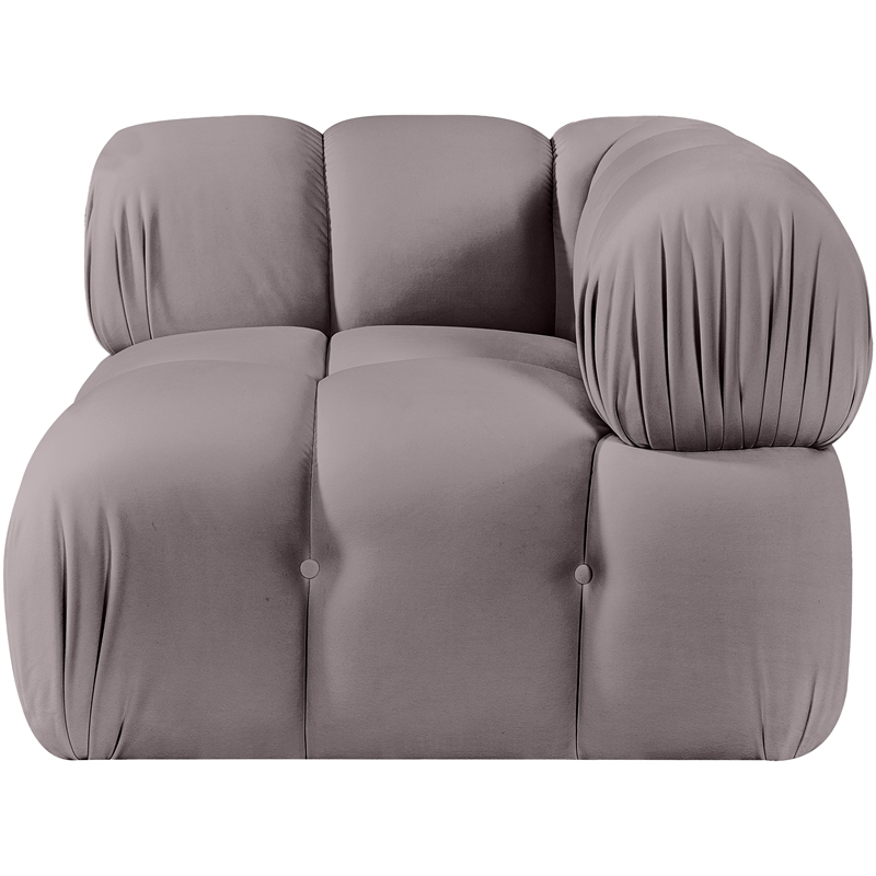 Meridian Furniture Orin Taupe Velvet Performance Fabric Modular Corner Chair