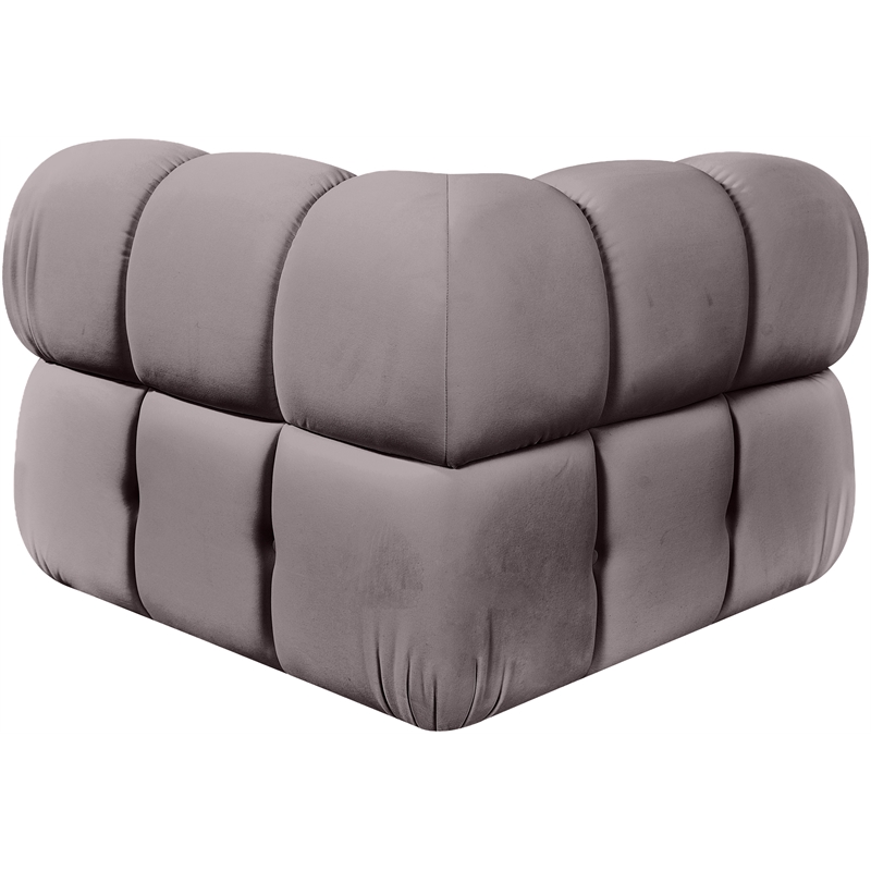 Meridian Furniture Orin Taupe Velvet Performance Fabric Modular Corner Chair