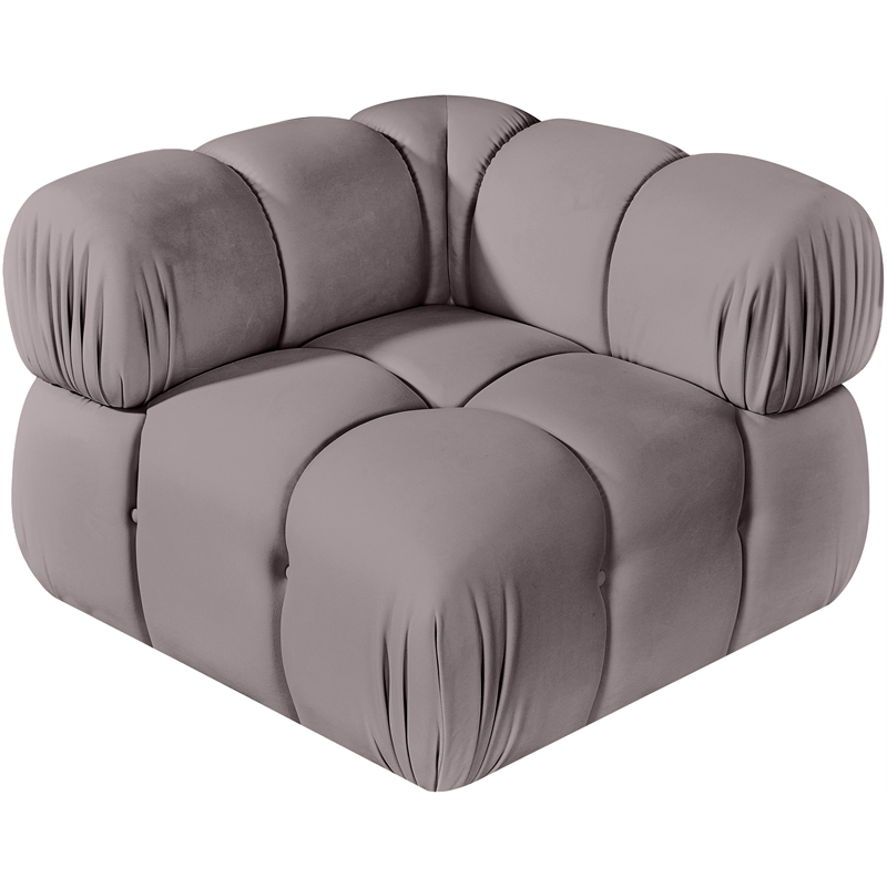 Meridian Furniture Orin Taupe Velvet Performance Fabric Modular Corner Chair