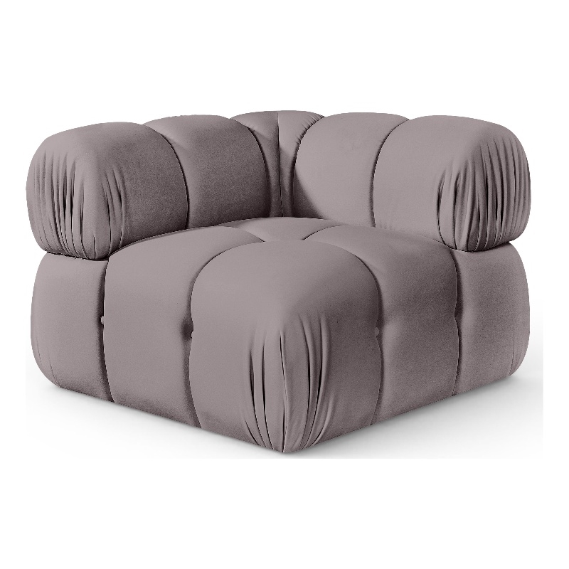 Meridian Furniture Orin Taupe Velvet Performance Fabric Modular Corner Chair