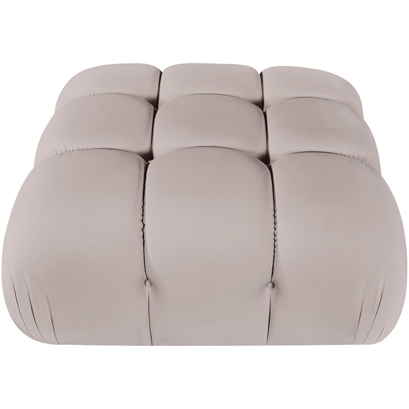 Meridian Furniture Orin Beige Velvet Performance Fabric Modular Ottoman