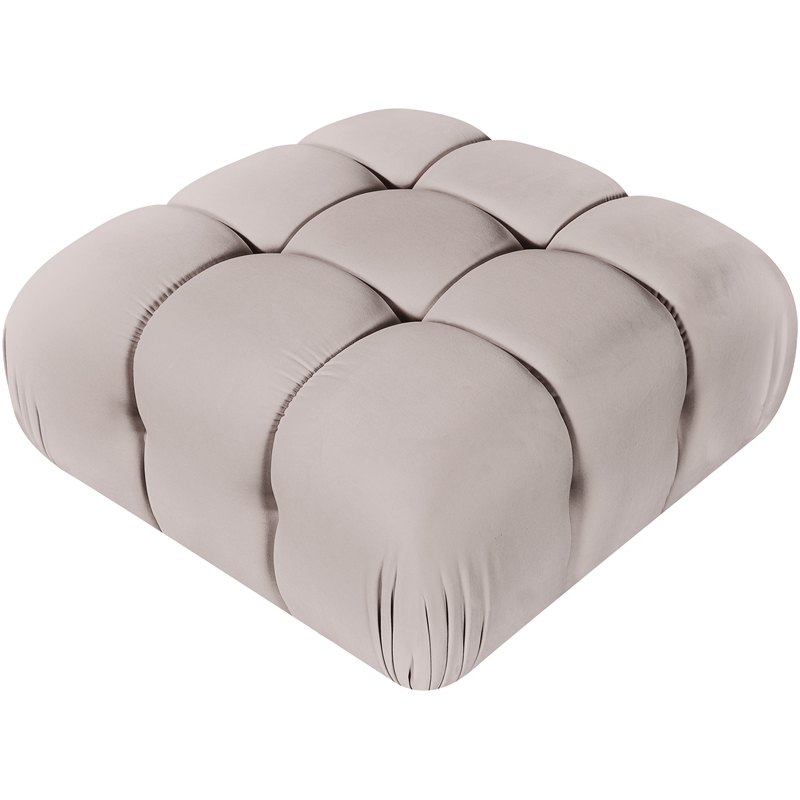 Meridian Furniture Orin Beige Velvet Performance Fabric Modular Ottoman