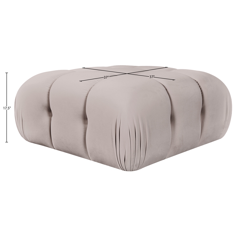 Meridian Furniture Orin Beige Velvet Performance Fabric Modular Ottoman