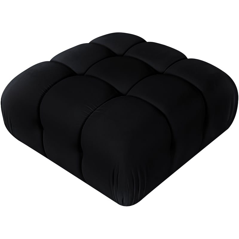 Meridian Furniture Orin Black Velvet Performance Fabric Modular Ottoman