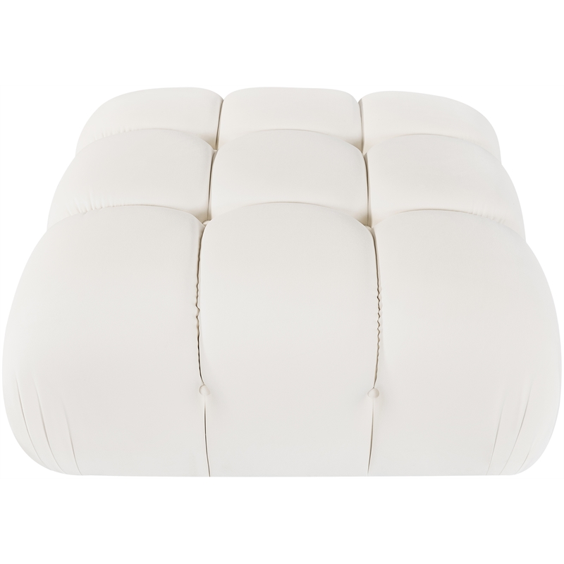 Meridian Furniture Orin Cream Velvet Performance Fabric Modular Ottoman