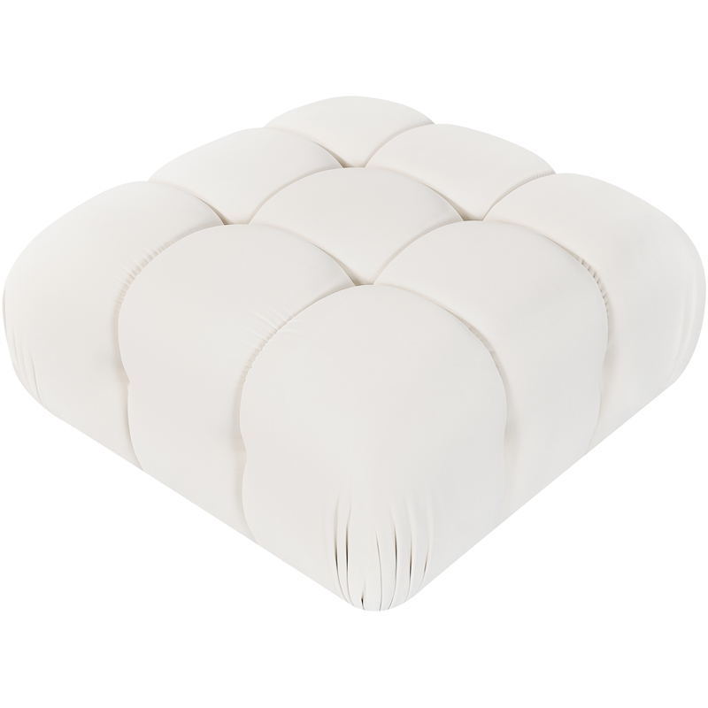 Meridian Furniture Orin Cream Velvet Performance Fabric Modular Ottoman