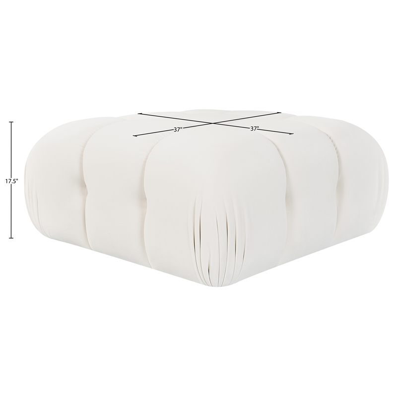 Meridian Furniture Orin Cream Velvet Performance Fabric Modular Ottoman