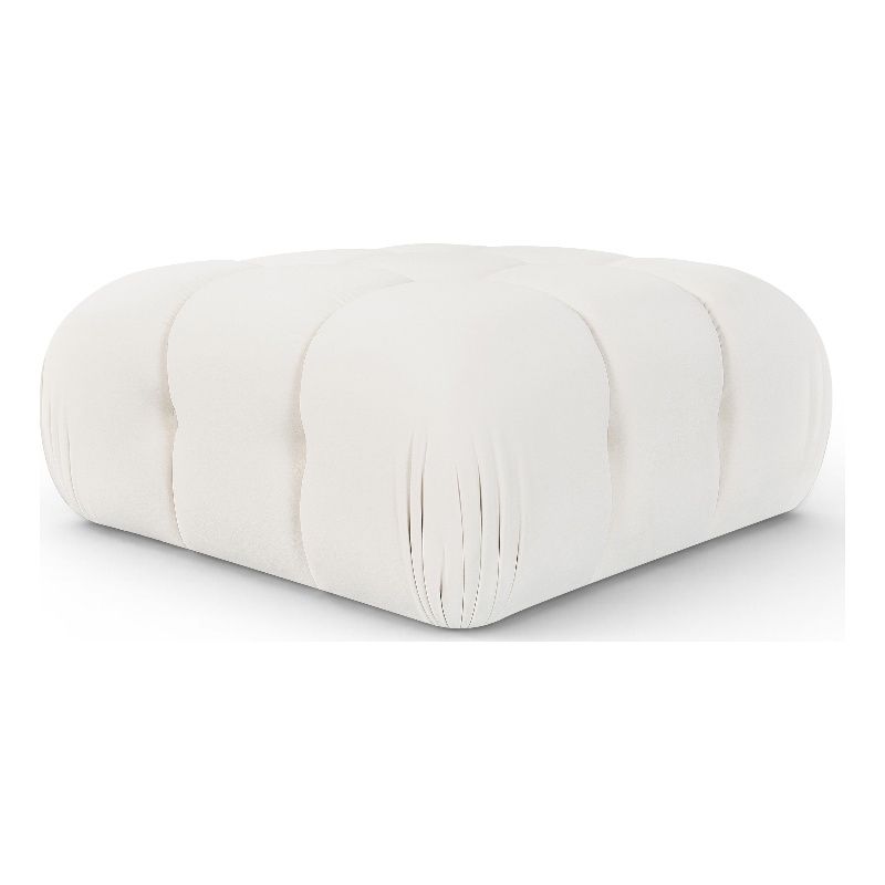 Meridian Furniture Orin Cream Velvet Performance Fabric Modular Ottoman