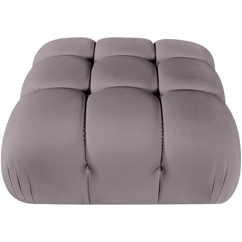 Meridian Furniture Orin Taupe Velvet Performance Fabric Modular Ottoman