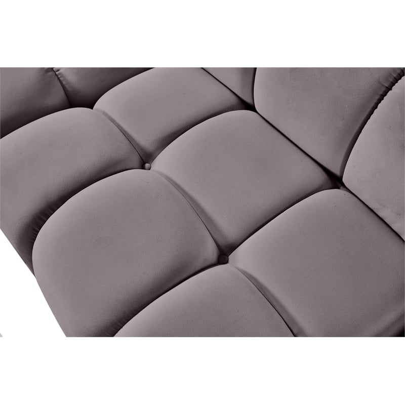 Meridian Furniture Orin Taupe Velvet Performance Fabric Modular Ottoman