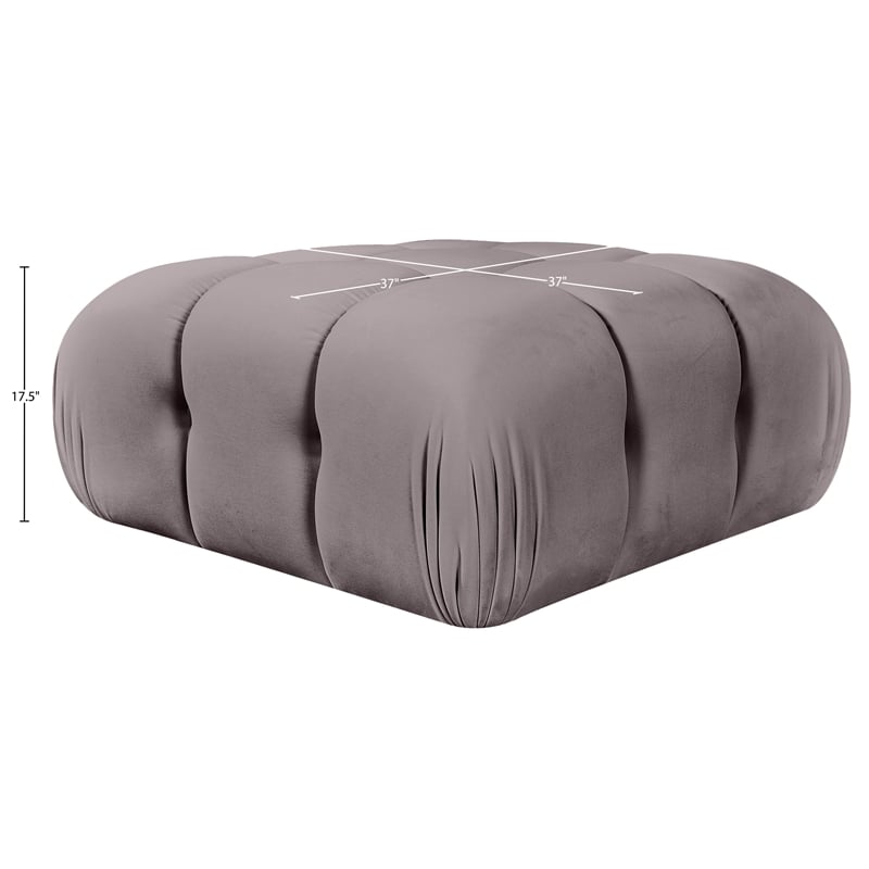 Meridian Furniture Orin Taupe Velvet Performance Fabric Modular Ottoman