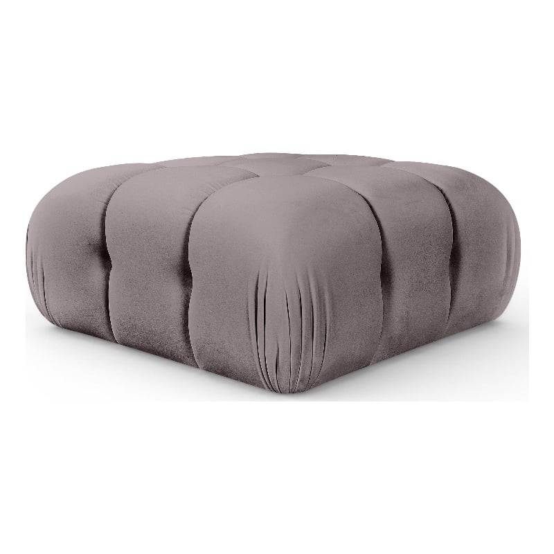 Meridian Furniture Orin Taupe Velvet Performance Fabric Modular Ottoman
