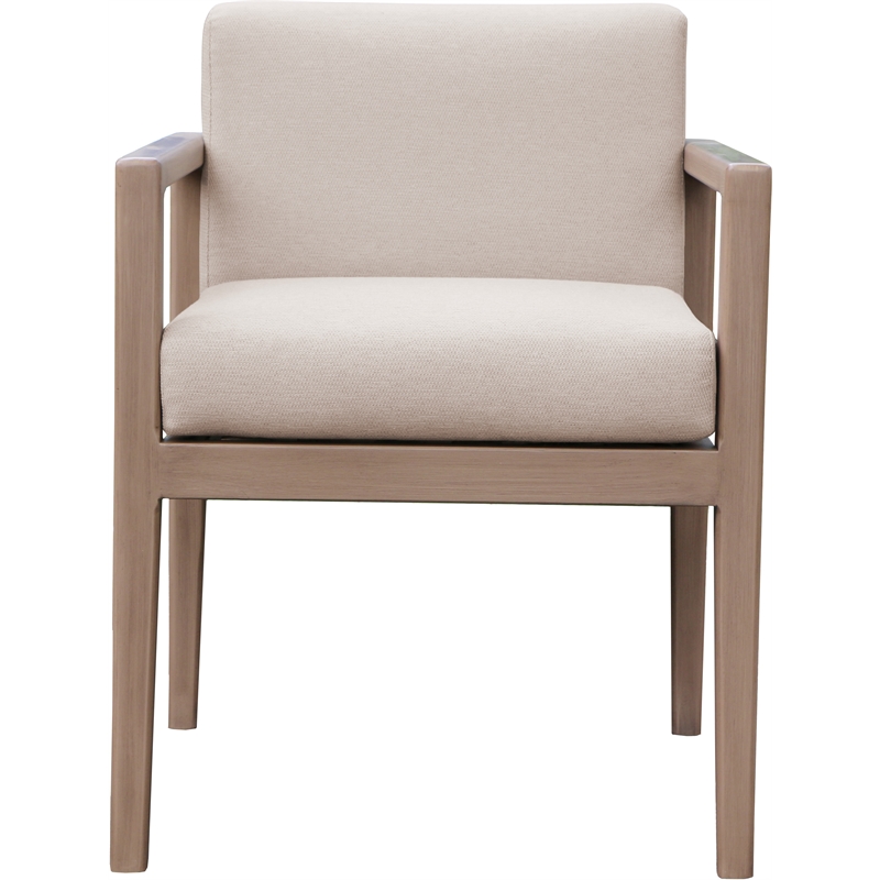 Meridian Furniture Solace Beige Performance Fabric Patio Dining Arm Chair