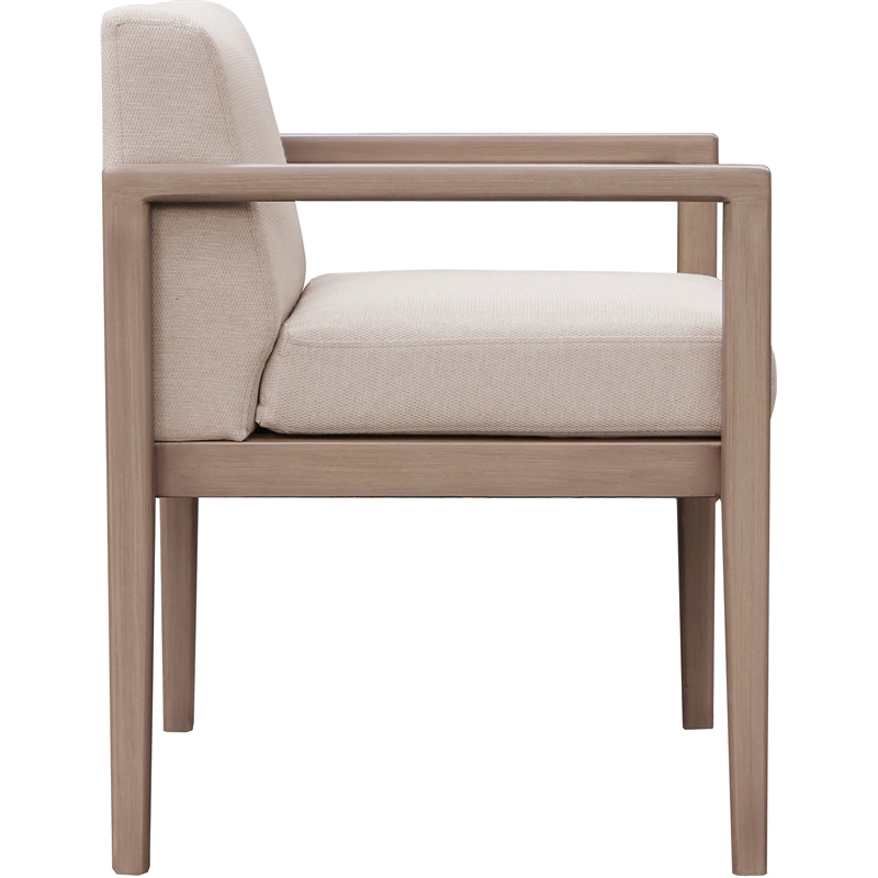 Meridian Furniture Solace Beige Performance Fabric Patio Dining Arm Chair
