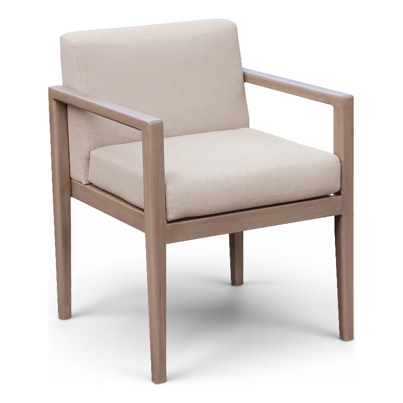 Meridian Furniture Solace Beige Performance Fabric Patio Dining Arm Chair