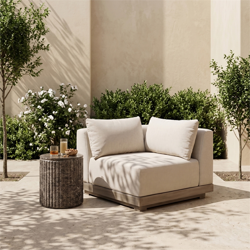 Meridian Furniture Solace Beige Performance Fabric Patio Modular Corner Chair